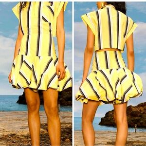 ZARA LIMITED EDITION Yellow Striped Bubble Dress - Size L - NEW